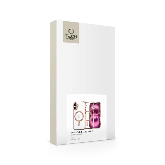 Custodia MagFlex MagSafe per iPhone 16 Shiny Rose, Tech-Protect