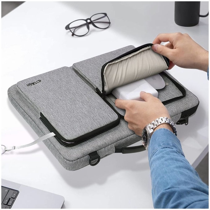 Custodia per laptop Defender Bag 13-14, Crayon Grey, Tech-Protect