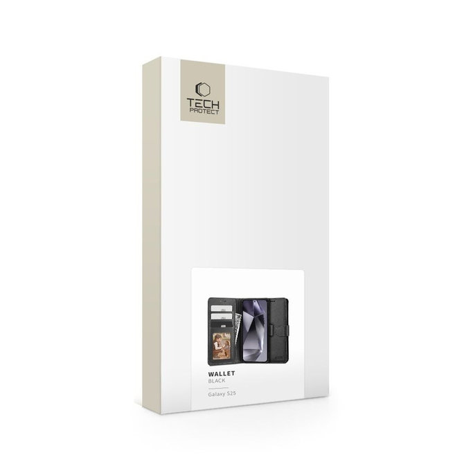Custodia Wallet per Samsung S25, nera, Tech-Protect