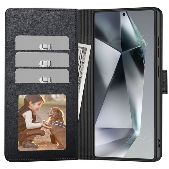 Custodia Wallet per Samsung S25, nera, Tech-Protect