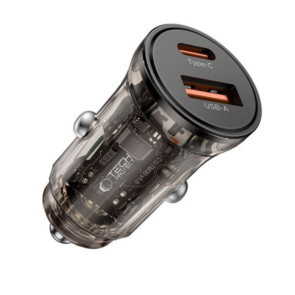 Caricatore auto CC01 2-PORT PD 45W / QC3.0, nera, Tech-Protect