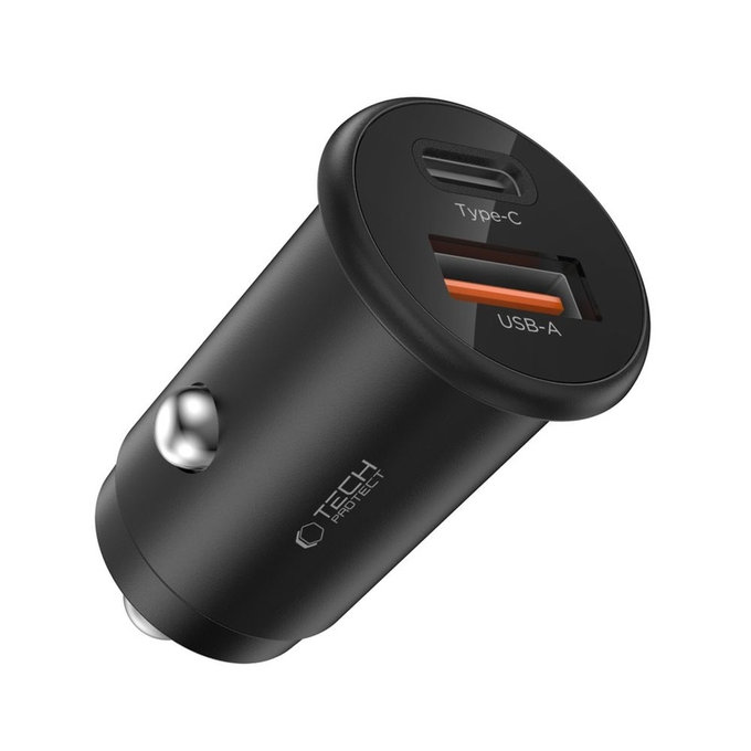 Caricatore auto CC02 2-PORT PD 35W / QC3.0, nera, Tech-Protect