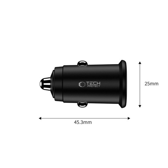 Caricatore auto CC02 2-PORT PD 35W / QC3.0, nera, Tech-Protect