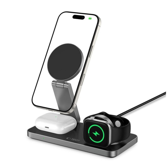 Caricatore wireless QI15W-A47 3IN1 Magnetic MagSafe, nera, Tech-Protect