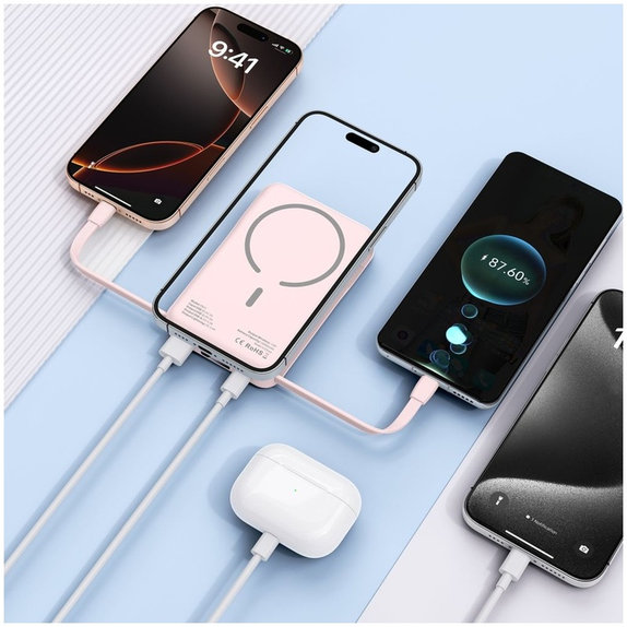 Power bank PB31 Lifemag MagSafe 10000mAh, rosa, Tech-Protect