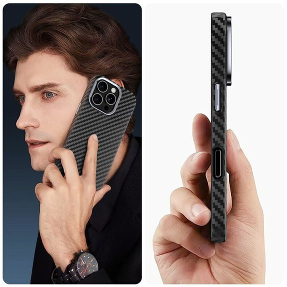 Custodia Ion Carbon MagSafe per Samsung S25 Ultra, nera/argento, Tech-Protect