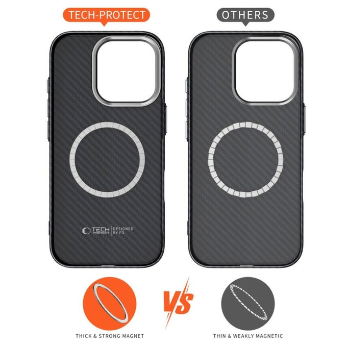 Custodia Ion Carbon MagSafe per Samsung S25 Ultra, nera/argento, Tech-Protect