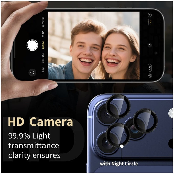 Protezione fotocamera Camring Fit+ per iPhone 14 Pro / Max / 15 Pro / Max / 16 Pro / Max / 17 Pro / Max, trasparente, Tech-Protect