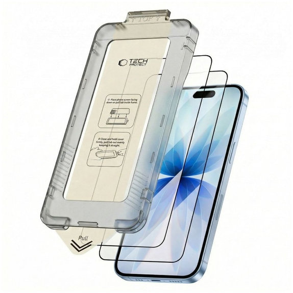 Vetro temperato Quick Set+ 2-PACK per iPhone 17, nera, Tech-Protect