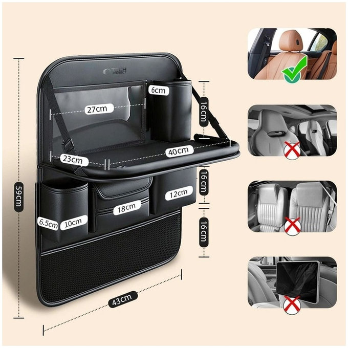 Organizer per sedile posteriore UCA100, nero, Tech-Protect