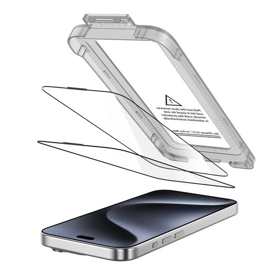 Vetro temperato Quick Set+ 2-PACK per iPhone 15 Pro, nera, Tech-Protect