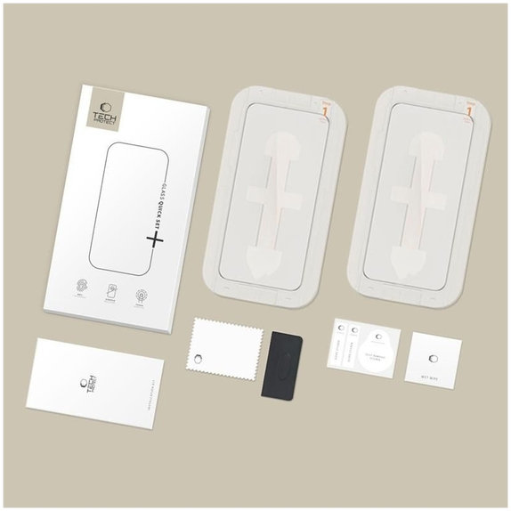 Vetro temperato Quick Set+ 2-PACK per iPhone 15 Pro, nera, Tech-Protect