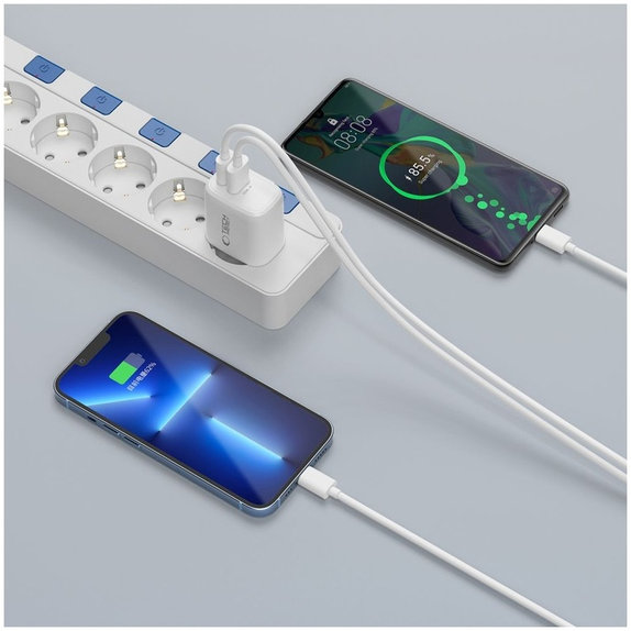 Caricatore da parete NCA30 2-PORT PD 30W / QC3.0 + Lightning Cable, bianca, Tech-Protect