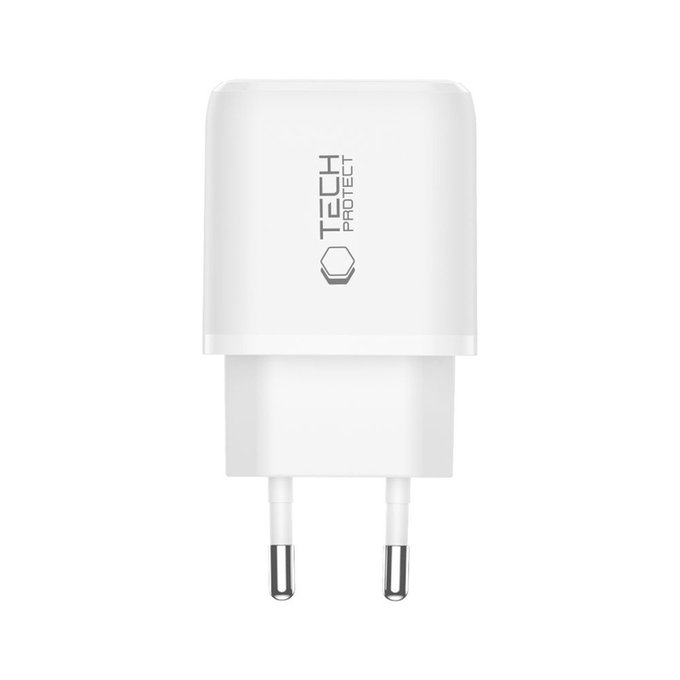 Caricatore da parete NCA20 2-PORT PD 20W / QC3.0, bianca, Tech-Protect