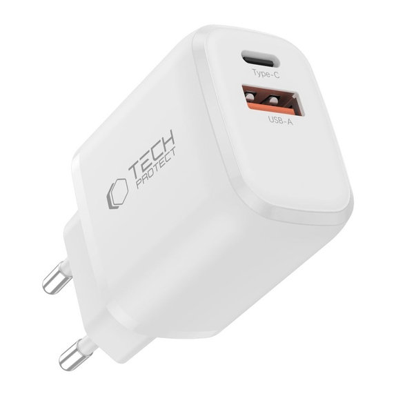 Caricatore da parete NCA20 2-PORT PD 20W / QC3.0 + Lightning Cable, bianca, Tech-Protect