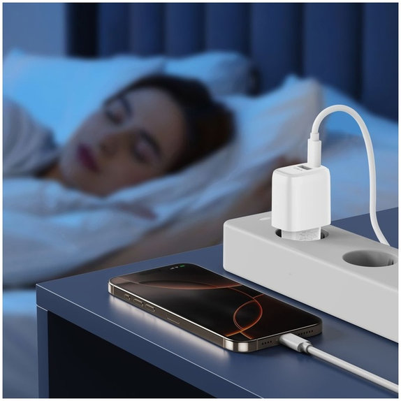 Caricatore da parete NCA20 2-PORT PD 20W / QC3.0 + Lightning Cable, bianca, Tech-Protect