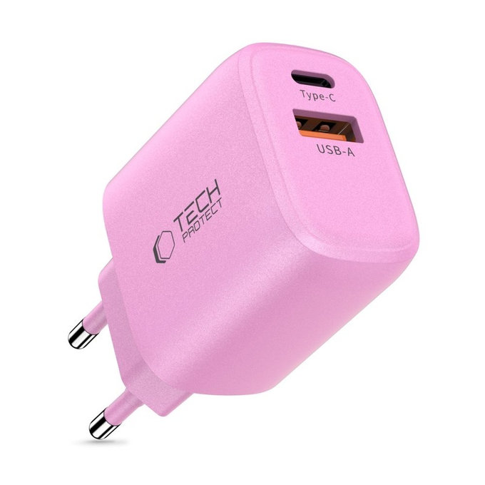 Caricatore da parete NCA20 2-PORT PD 20W / QC3.0, Baby Pink, Tech-Protect