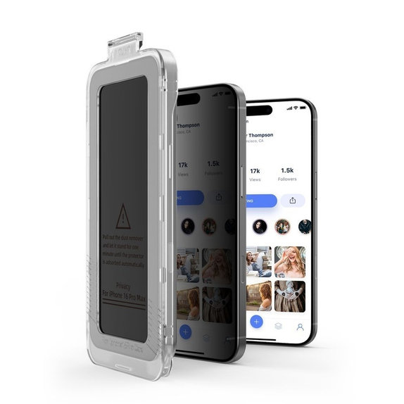 Vetro temperato Privacy Quick Set Spy+ 2-PACK per iPhone 13 / 13 Pro / 14 / 16E / 17E, privacy, Tech-Protect