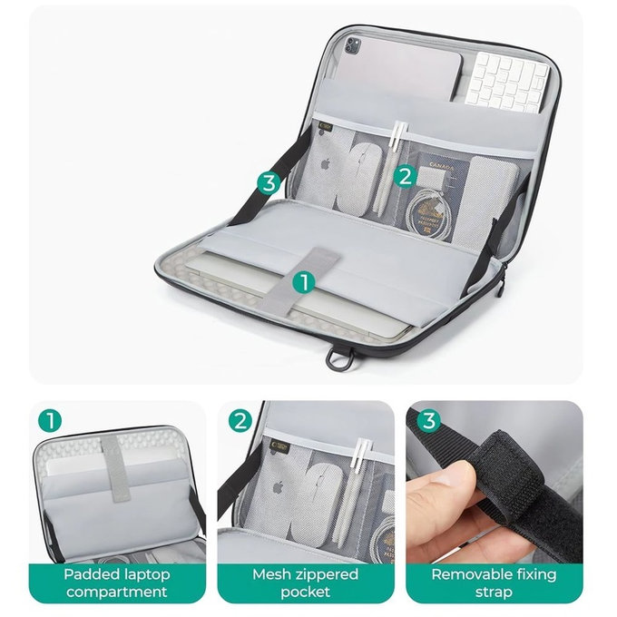 Custodia per laptop Ranger-X Tactical 13-14, nera, Tech-Protect