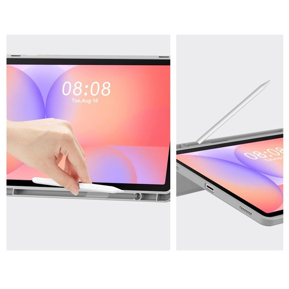 Custodia Sc Pen per Samsung Tab S9 11.0 / S9 FE / S10 FE / S10 Lite 10.9 X710 / X716B / X510 / X516B / X520 / X526 / X400 / X406B, grigia, Tech-Protect
