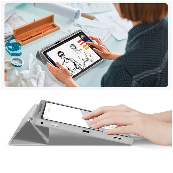 Custodia Sc Pen per Samsung Tab S9 11.0 / S9 FE / S10 FE / S10 Lite 10.9 X710 / X716B / X510 / X516B / X520 / X526 / X400 / X406B, grigia, Tech-Protect