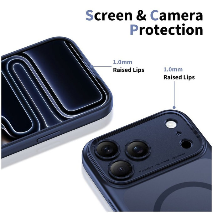 Custodia MagPeak MagSafe CC per iPhone 17 Pro, Matte Deep Blue, Tech-Protect
