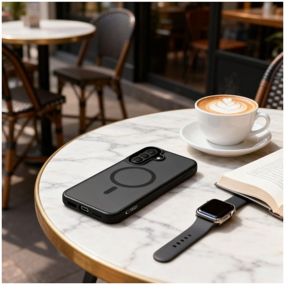 Custodia protettiva MagMat MagSafe per Samsung A57 5G, Matte Black, Tech-Protect