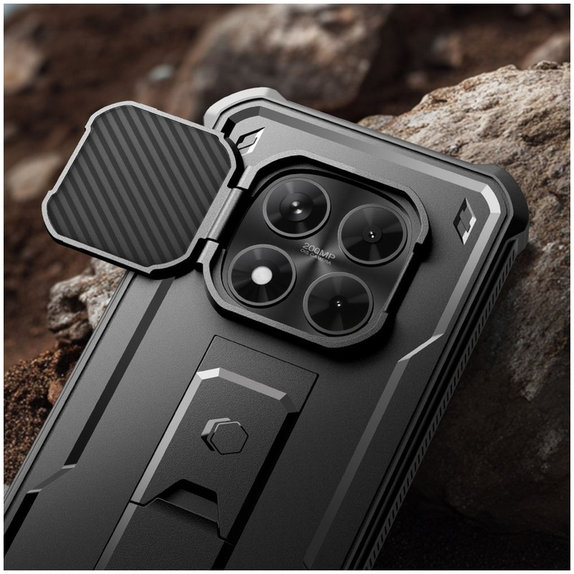 Custodia Kevlar Cam+ con 2 cornici anteriori per Xiaomi Redmi Note 15 Pro 5G, nero, Tech-Protect