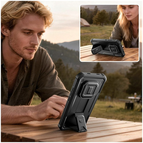 Custodia Kevlar Cam+ con 2 cornici anteriori per Xiaomi Redmi Note 15 Pro 5G, nero, Tech-Protect