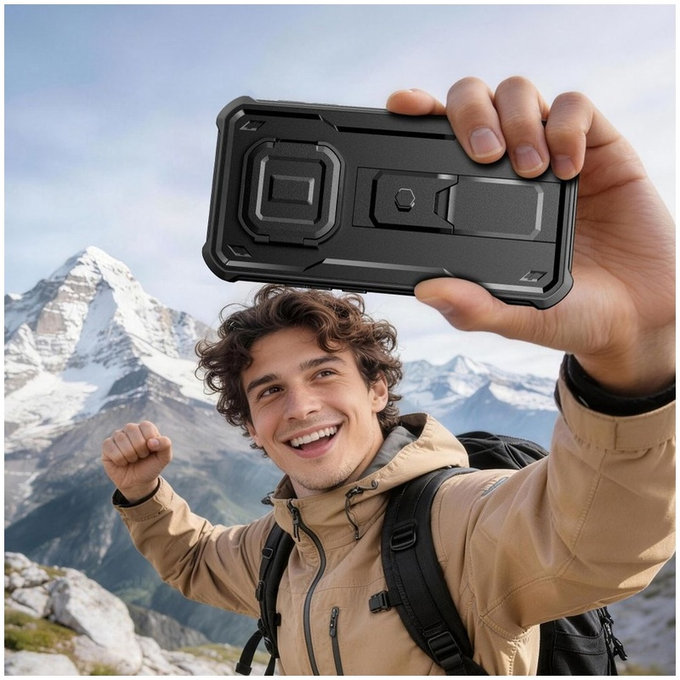Custodia Kevlar Cam+ con 2 cornici anteriori per Xiaomi Redmi Note 15 Pro 5G, nero, Tech-Protect