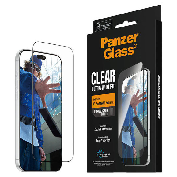 Vetro temperato UWF con applicatore per iPhone 18 Pro Max/17 Pro Max, Nero, PanzerGlass