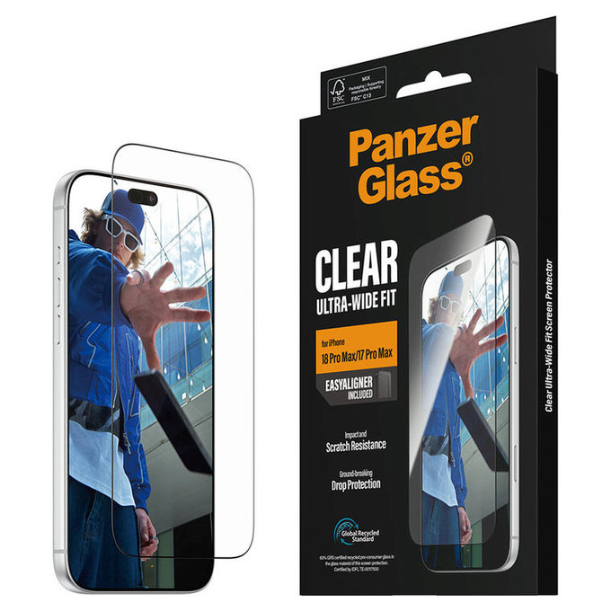 Vetro temperato UWF con applicatore per iPhone 18 Pro Max/17 Pro Max, Nero, PanzerGlass