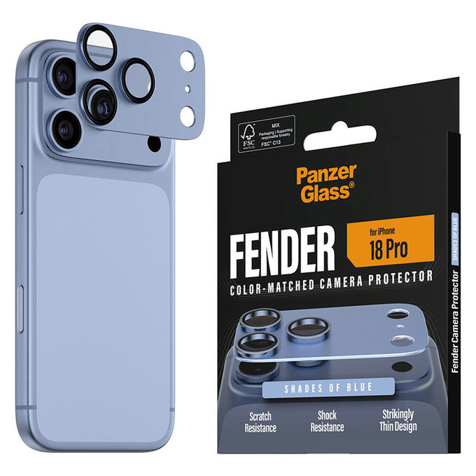 Protezione obiettivo Fender per iPhone 18 Pro, Italian Blue, PanzerGlass