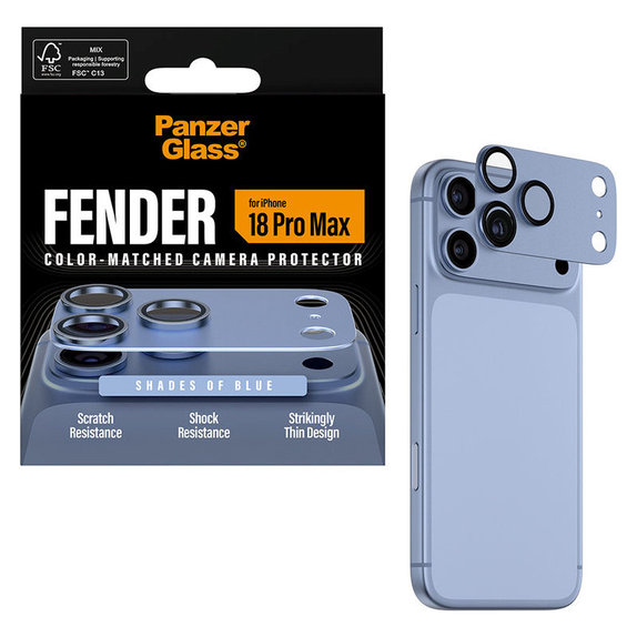 Protezione obiettivo Fender per iPhone 18 Pro Max, Italian Blue, PanzerGlass