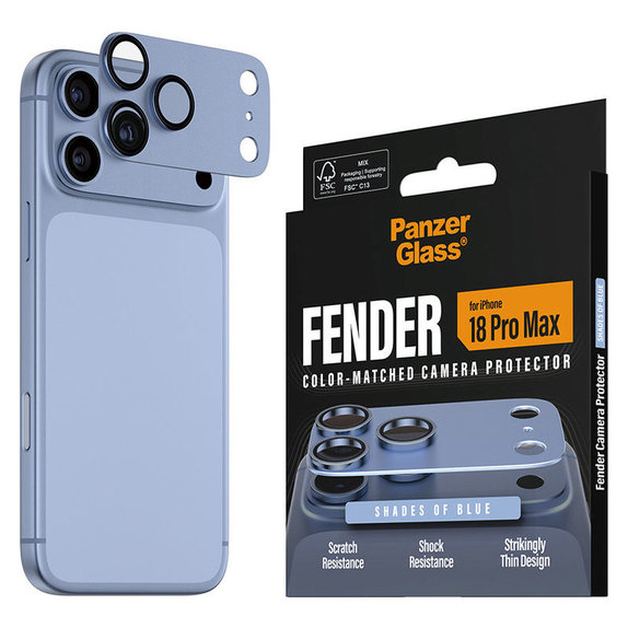 Protezione obiettivo Fender per iPhone 18 Pro Max, Italian Blue, PanzerGlass