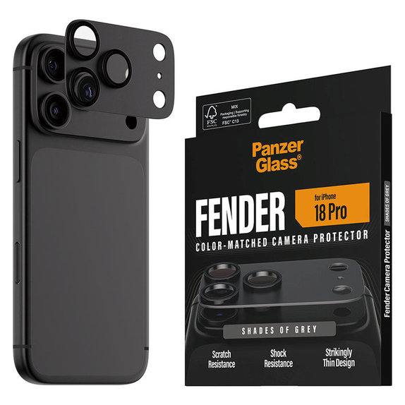 Protezione obiettivo Fender per iPhone 18 Pro, Shades of Grey, PanzerGlass
