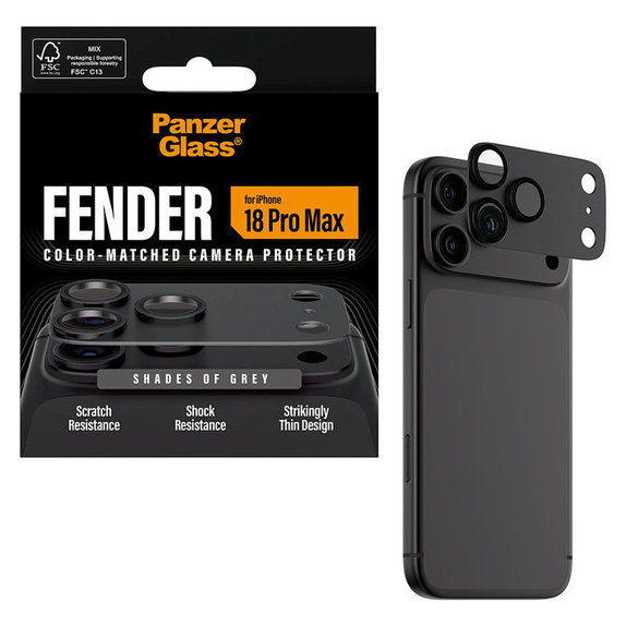 Protezione obiettivo Fender per iPhone 18 Pro Max, Shades of Grey, PanzerGlass