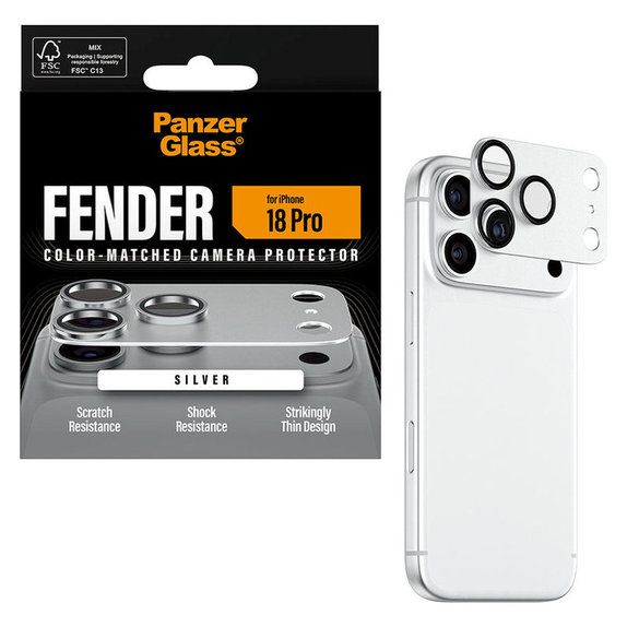 Protezione obiettivo Fender per iPhone 18 Pro, Argentoo, PanzerGlass