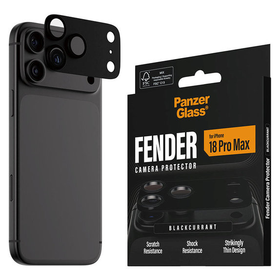 Protezione obiettivo Fender per iPhone 18 Pro Max, Black Currant Currant, PanzerGlass