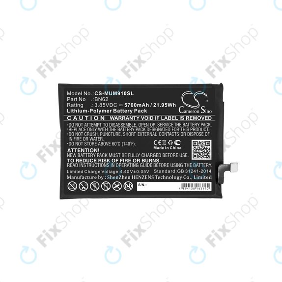 Batteria per Poco M3, Redmi Note 9 4G, 5700mAh, Li-Pol, 3.85 V, BN62, HQ