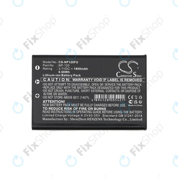 Batteria per Toshiba Camileo H30, FujiFilm NP-120, PX1657, Li-Ion, 1800mAh, 3.7V, HQ