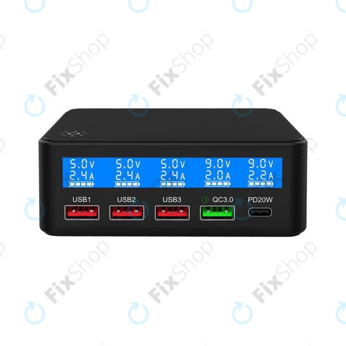 Stazione di ricarica USB con USB 3.0 e USB-C, FixPremium