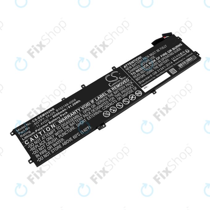 Batteria per Dell XPS 15, Dell Precision 9560, 9570, 6GTPY, Li-Pol, 8000mAh, 11.4V, HQ