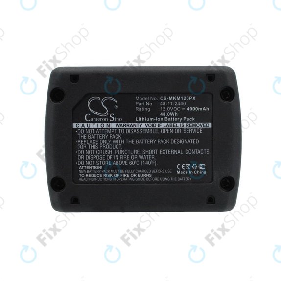 Batteria per Milwaukee M12 B4 Redlithium, 48-11-2440, Li-Ion, 4000mAh, 12V, HQ