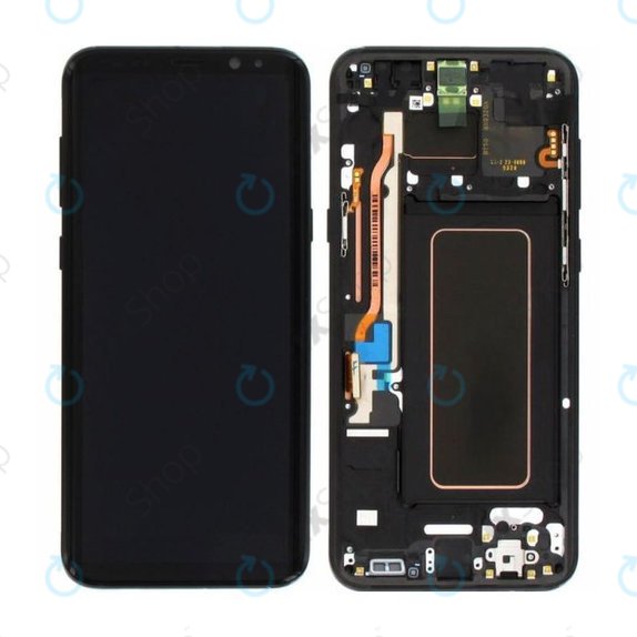 Schermo per Samsung S8 Plus G955F, Midnight Black, Vetro touch con cornice, GH97-20470A, GH97-20564A, GH97-20565A, Genuine Service Pack