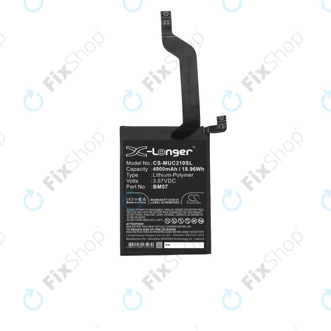 Batteria per Xiaomi Redmi Note 10 Pro M2101K6G M2101K6R, BM57, 4900mAh, HQ