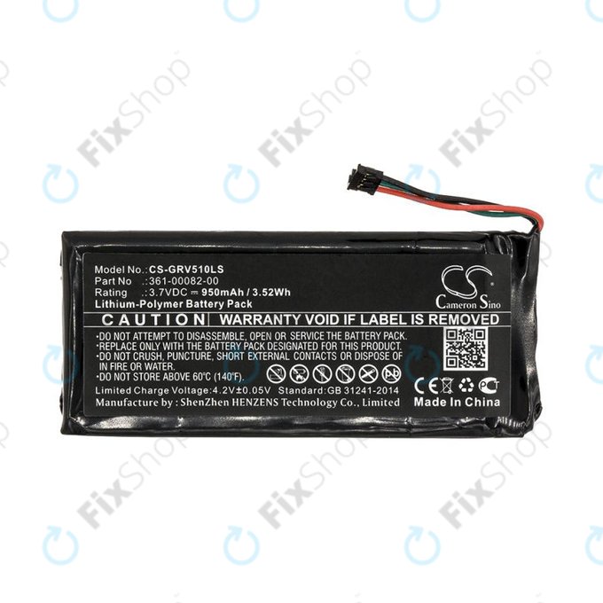 Batteria per Garmin Varia TL, RTL510, Varia RTL501, 361-00082-00, Li-Pol, 950mAh, 3.7V, HQ