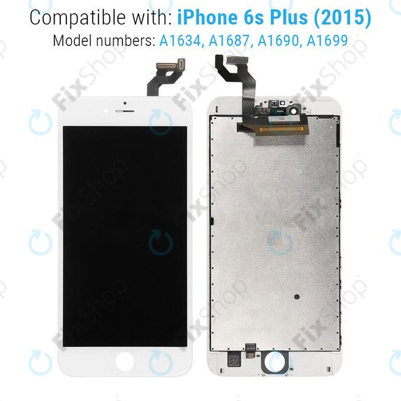 Schermo per iPhone 6S Plus, White, Vetro touch con cornice