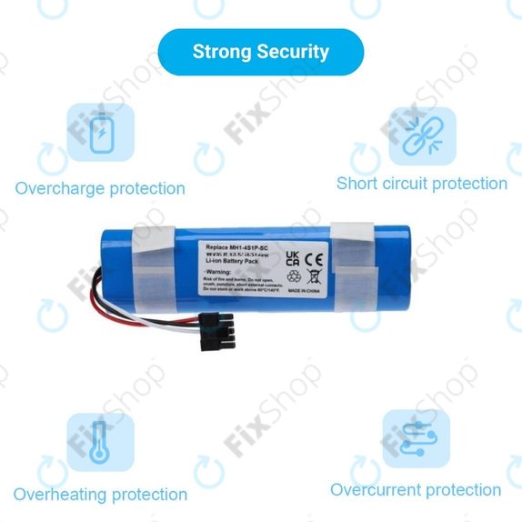 Batteria per Xiaomi Mi Robot Vacuum Mop Pro (P), 2 (Mijia 2C), Viomi V2 Pro, Proscenic LDS M7, STYJ02YM, MH1-4S1P-SC, Li-Ion, 3400mAh, 14.8V