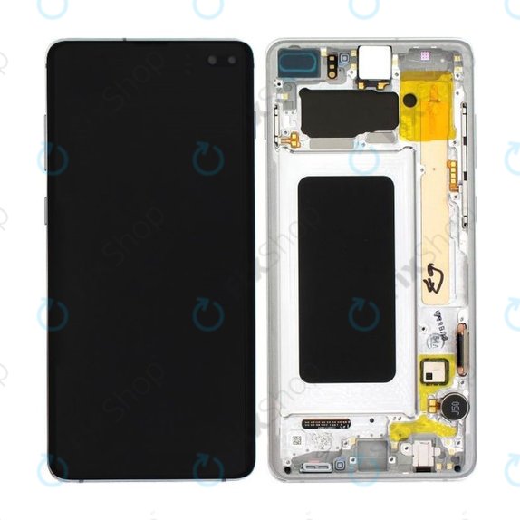 Schermo per Samsung S10 Plus G975F, Prism White, Vetro touch con cornice, GH82-18849B, GH82-18834G, GH82-18849G, GH82-18834B, Genuine Service Pack